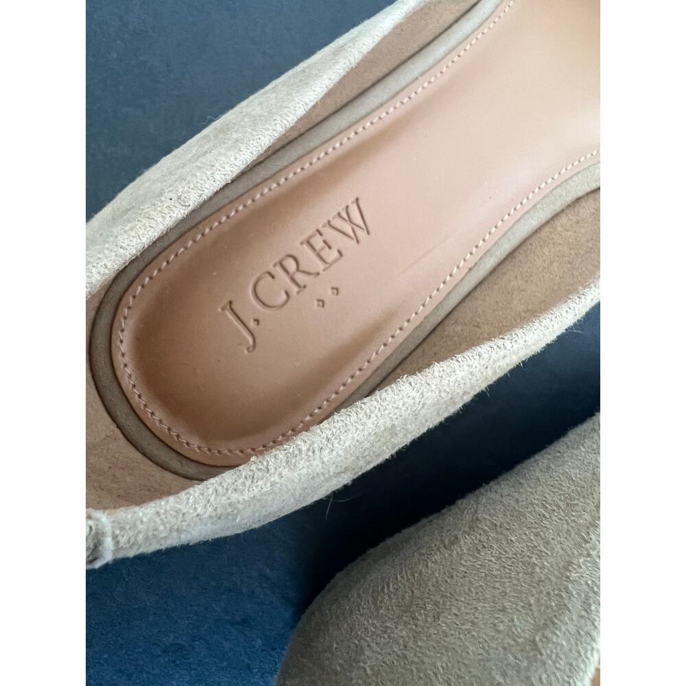 J.Crew Zoe Beige Tan Suede D'Orsay Pointy Toe Slip On Flat Loafer Shoes Sz 10 - Picture 10 of 12